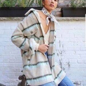 Free People We the Free Vienna Shirt Brushed Wool Coat Sz L